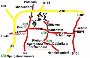 Anfahrt: Restaurants Beelitzer Spargel