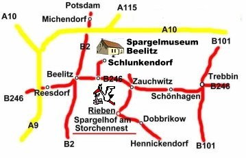 Anfahrt zum Spargelmuseum Beelitz